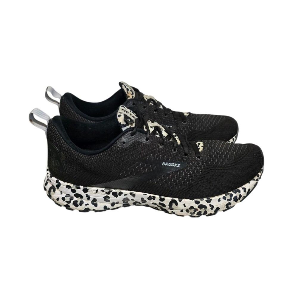 Brooks Revel 4 Running Shoes Womens Size 10 B Black White Snow Leopard Print - Picture 4 of 11